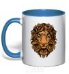 Mug with a colored handle Lion's head royal-blue фото