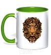 Mug with a colored handle Lion's head kelly-green фото