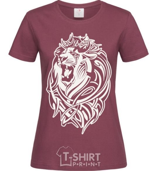 Women's T-shirt Lion wh burgundy фото