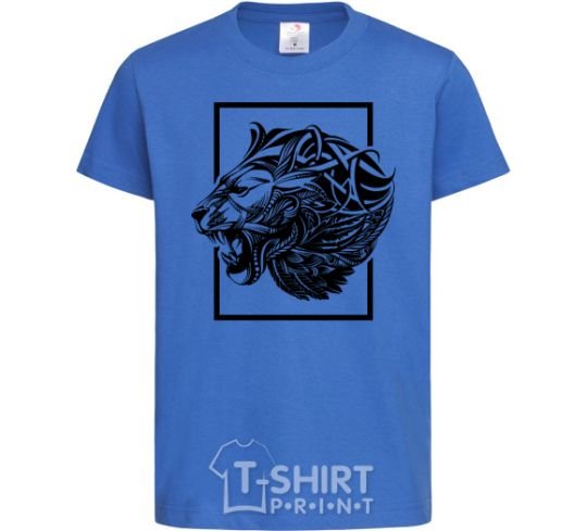 Kids T-shirt Tiger frame black royal-blue фото