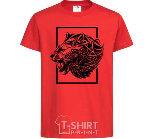 Kids T-shirt Tiger frame black red фото