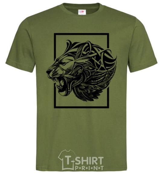 Men's T-Shirt Tiger frame black millennial-khaki фото