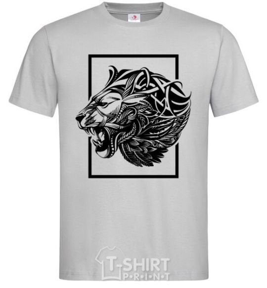 Men's T-Shirt Tiger frame black grey фото