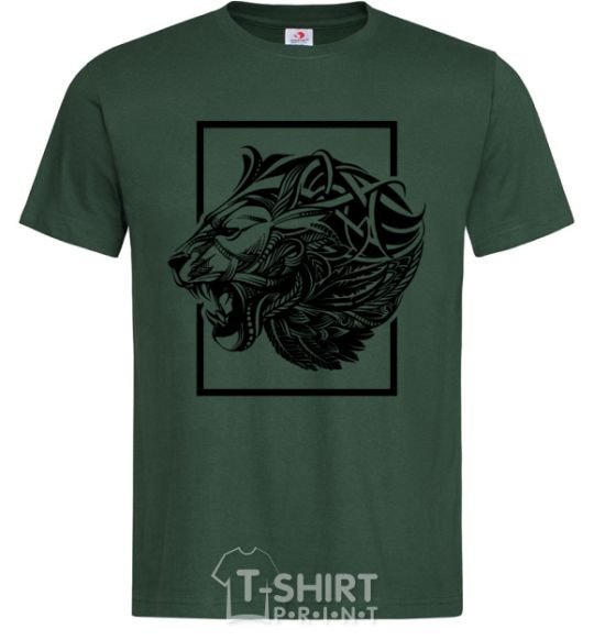 Men's T-Shirt Tiger frame black bottle-green фото