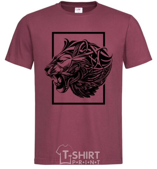 Men's T-Shirt Tiger frame black burgundy фото