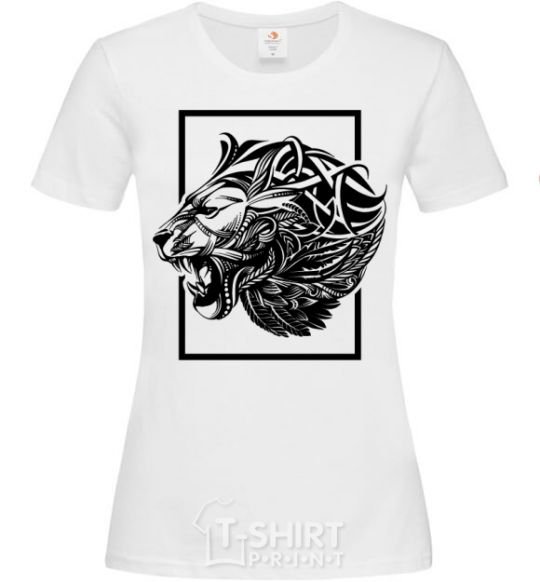 Women's T-shirt Tiger frame black White фото