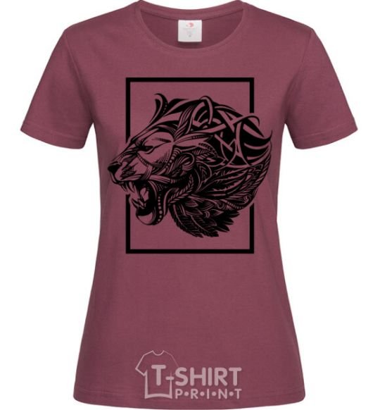 Women's T-shirt Tiger frame black burgundy фото