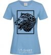 Women's T-shirt Tiger frame black sky-blue фото