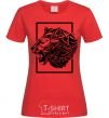 Women's T-shirt Tiger frame black red фото