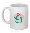 Ceramic mug A volleyball with roses White фото