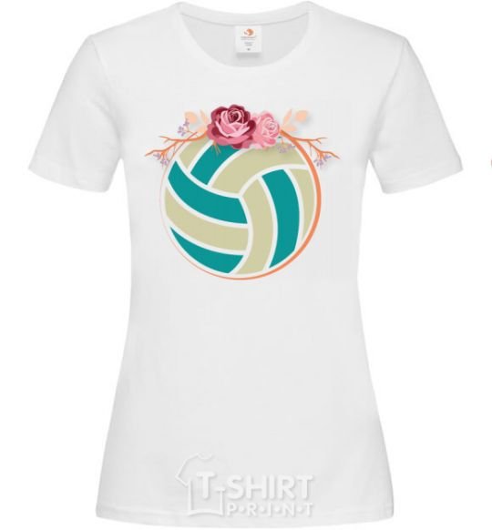 Women's T-shirt A volleyball with roses White фото
