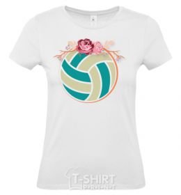 Women's T-shirt A volleyball with roses White фото