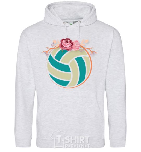 Men`s hoodie A volleyball with roses sport-grey фото