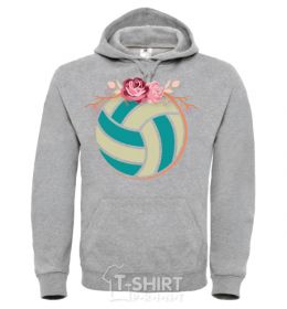 Men`s hoodie The girl with the volleyball sport-grey фото