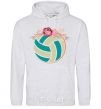 Men`s hoodie A volleyball with roses sport-grey фото