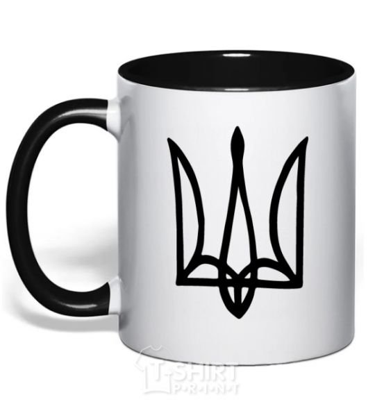 Mug with a colored handle Coat of arms drawing black фото