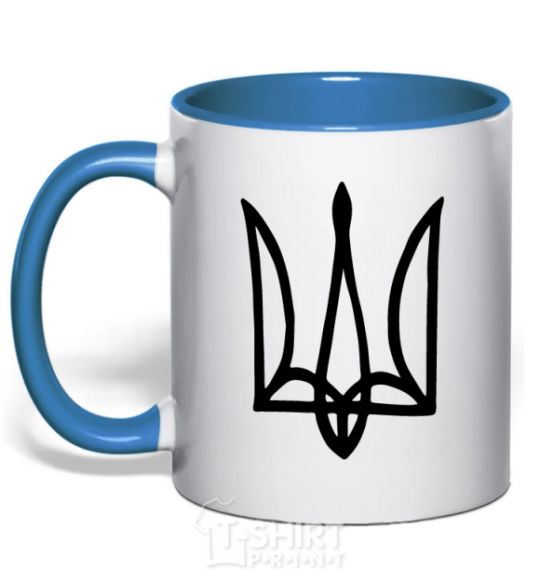 Mug with a colored handle Coat of arms drawing royal-blue фото