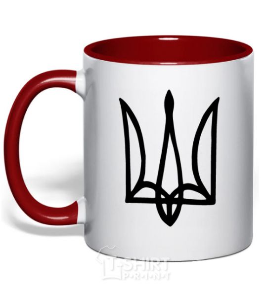 Mug with a colored handle Coat of arms drawing red фото