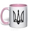 Mug with a colored handle Coat of arms drawing light-pink фото