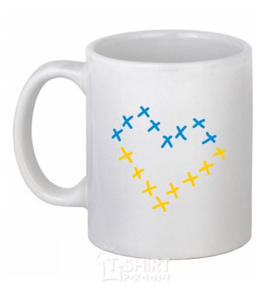 Ceramic mug Heart of crosses White фото