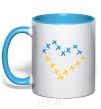 Mug with a colored handle Heart of crosses sky-blue фото