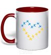 Mug with a colored handle Heart of crosses red фото