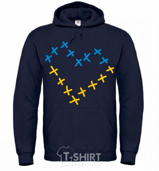 Men`s hoodie Heart of crosses navy-blue фото