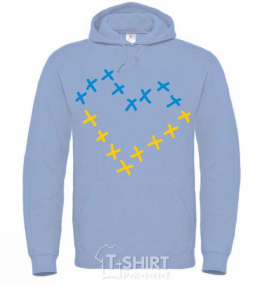 Men`s hoodie Heart of crosses sky-blue фото