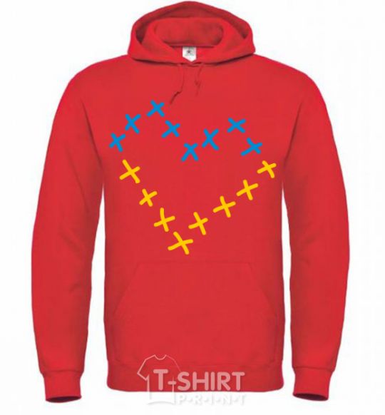 Men`s hoodie Heart of crosses bright-red фото