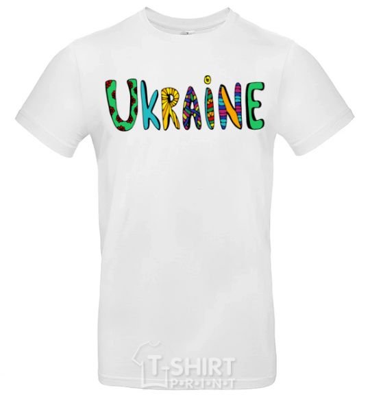 Men's T-Shirt Ukraine text White фото