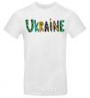 Men's T-Shirt Ukraine text White фото