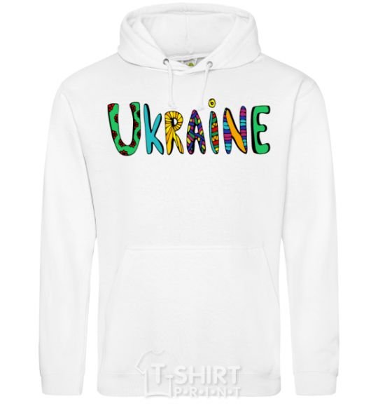 Men`s hoodie Ukraine text White фото