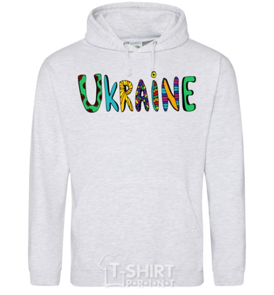Men`s hoodie Ukraine text sport-grey фото