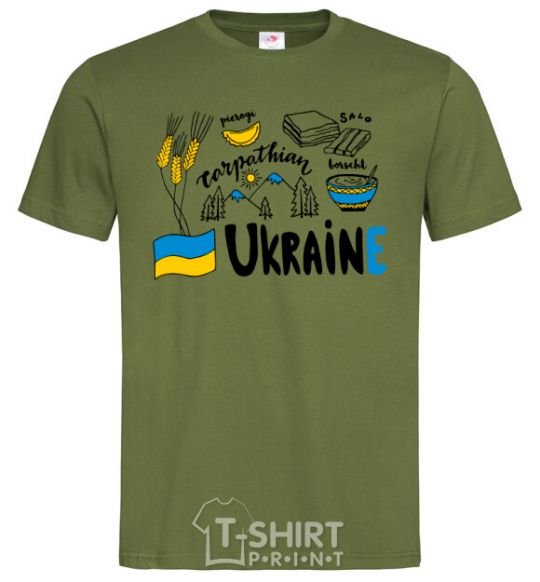 Мужская футболка Ukraine symbols Оливковый фото
