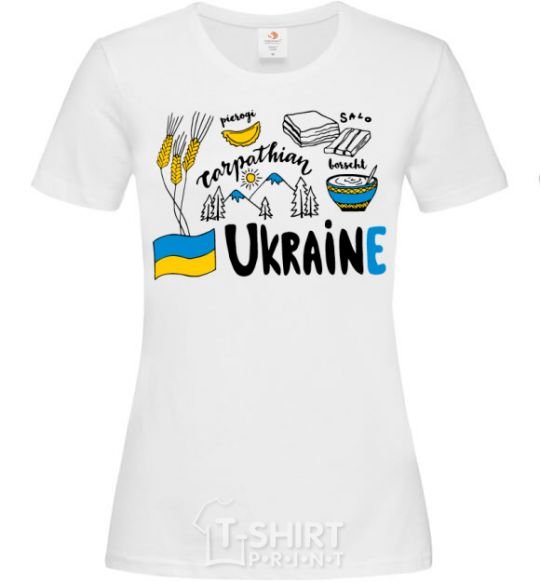 Women's T-shirt Ukraine symbols White фото