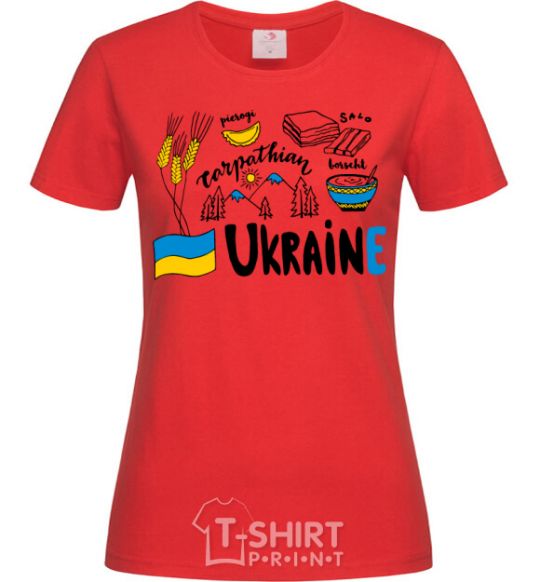 Women's T-shirt Ukraine symbols red фото