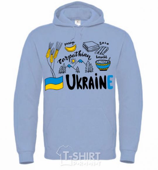 Men`s hoodie Ukraine symbols sky-blue фото