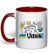 Mug with a colored handle Ukraine symbols red фото