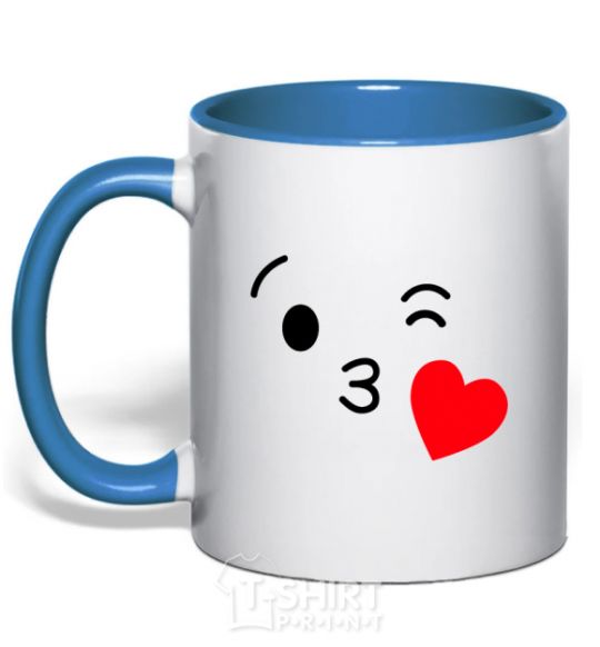 Mug with a colored handle A kiss royal-blue фото