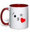 Mug with a colored handle A kiss red фото