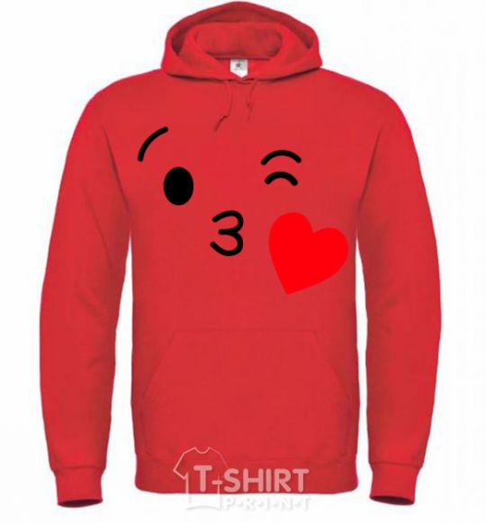 Men`s hoodie A kiss bright-red фото