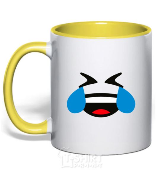 Mug with a colored handle Funny to tears yellow фото