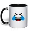 Mug with a colored handle Funny to tears black фото