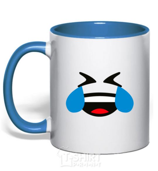 Mug with a colored handle Funny to tears royal-blue фото