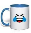 Mug with a colored handle Funny to tears royal-blue фото