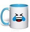 Mug with a colored handle Funny to tears sky-blue фото