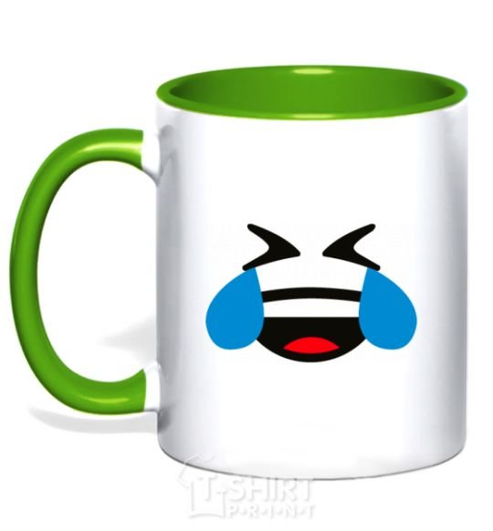 Mug with a colored handle Funny to tears kelly-green фото