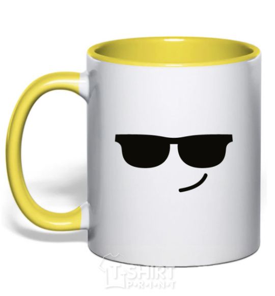 Mug with a colored handle Cool yellow фото