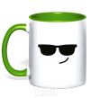 Mug with a colored handle Cool kelly-green фото