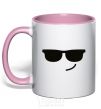 Mug with a colored handle Cool light-pink фото